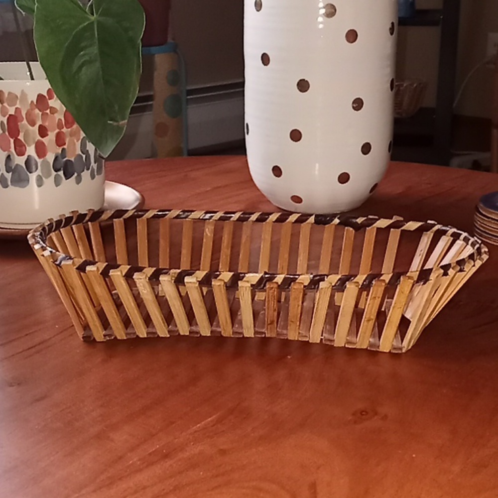 Vintage Bamboo Rattan Bohemian Slat Basket